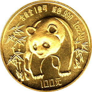 China Panda 1 Unze 1986 Goldpanda 100 Yuan
