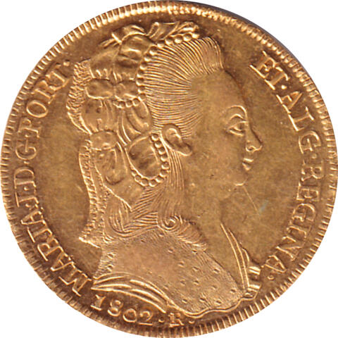 Brasilien 3200 Reis Goldmünze Maria 1802